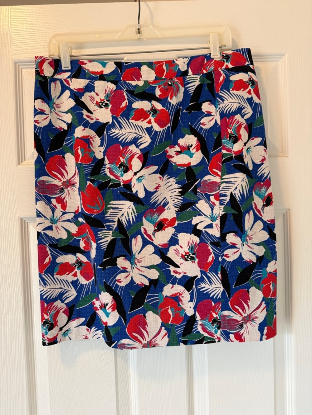 J. Crew Factory Floral Pencil Skirt in Blue, Red, White